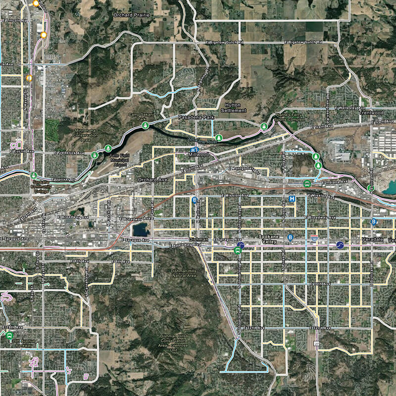 A map of Spokane bus routes.