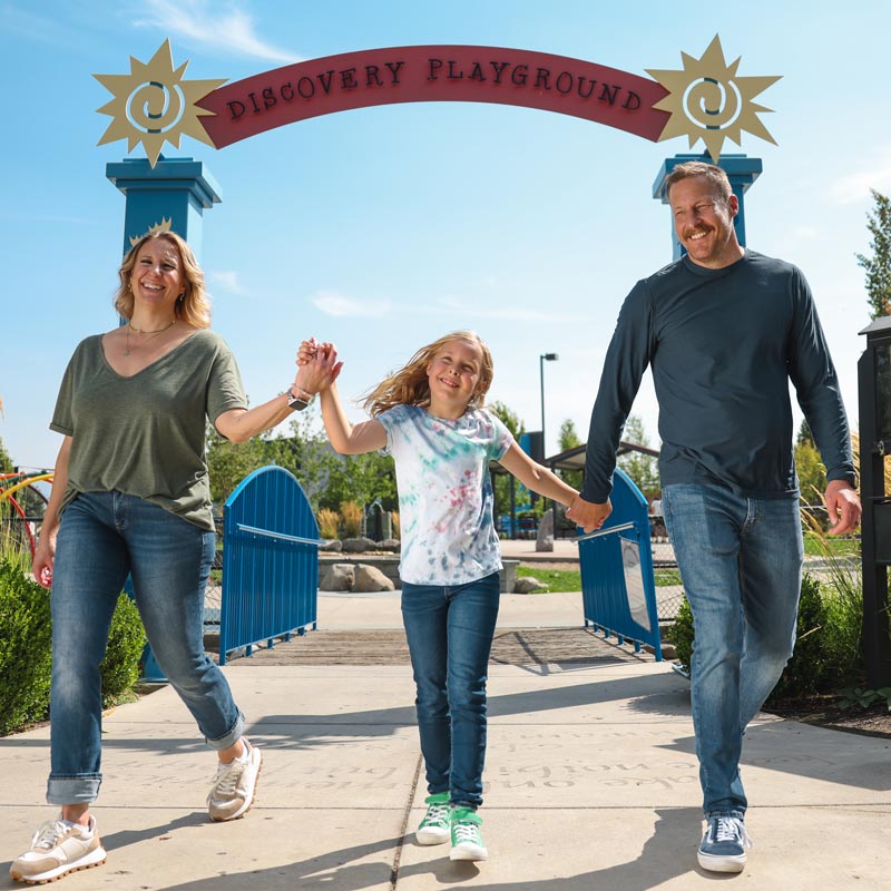 Family at Discovery Playground in Spokane Valley.