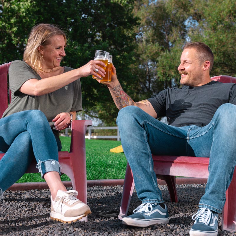 Couple drinking beer at Craft & Gather Spokane Valley